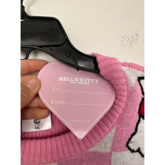 Hello Kitty Sanrio Knit Vest Checkered Begonia White Pink Women Size XXL 2X NEW - Picture 4 of 7